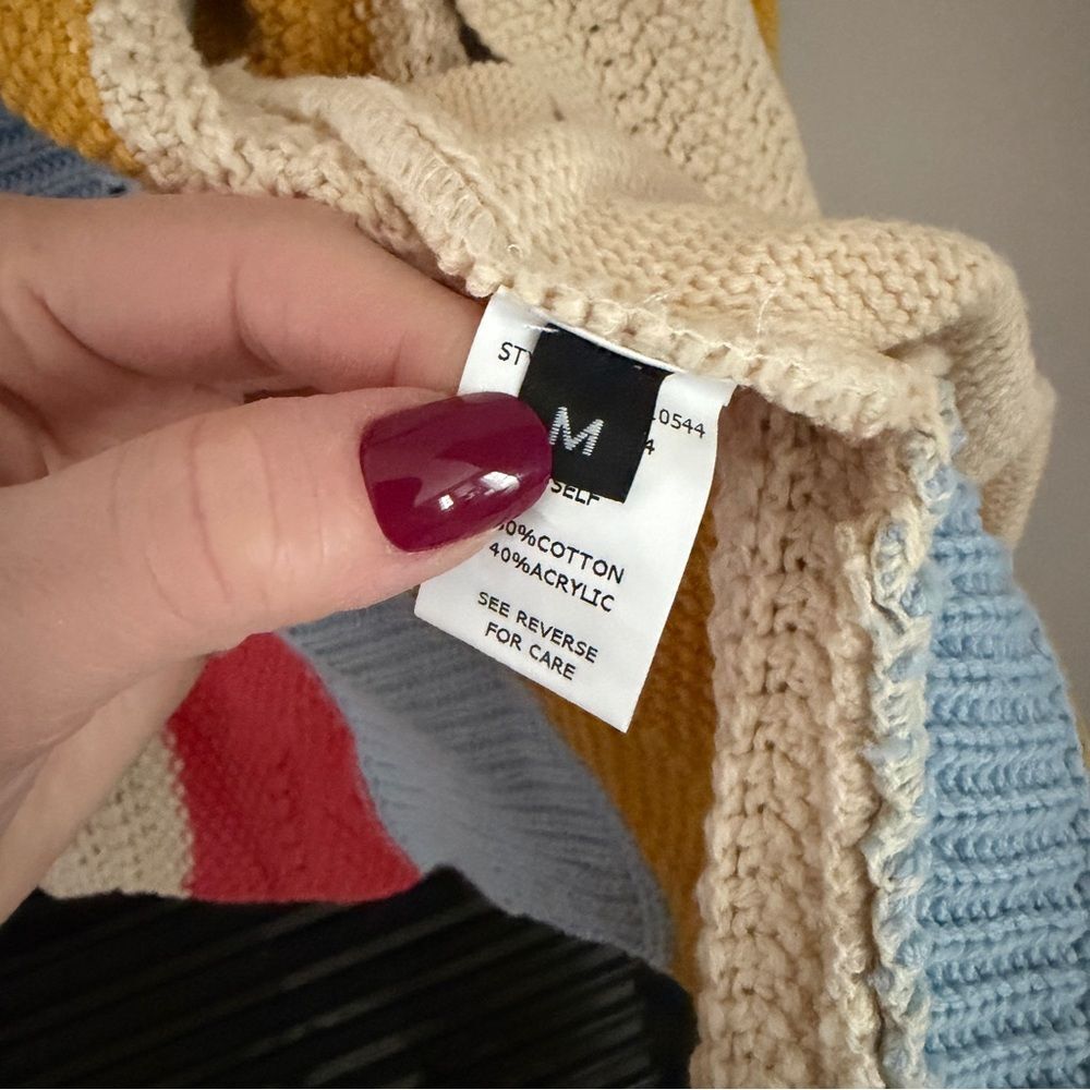 Judith March Colorful Striped Knit Sweater Cardigan Women’s Size M - Picture 4 of 10